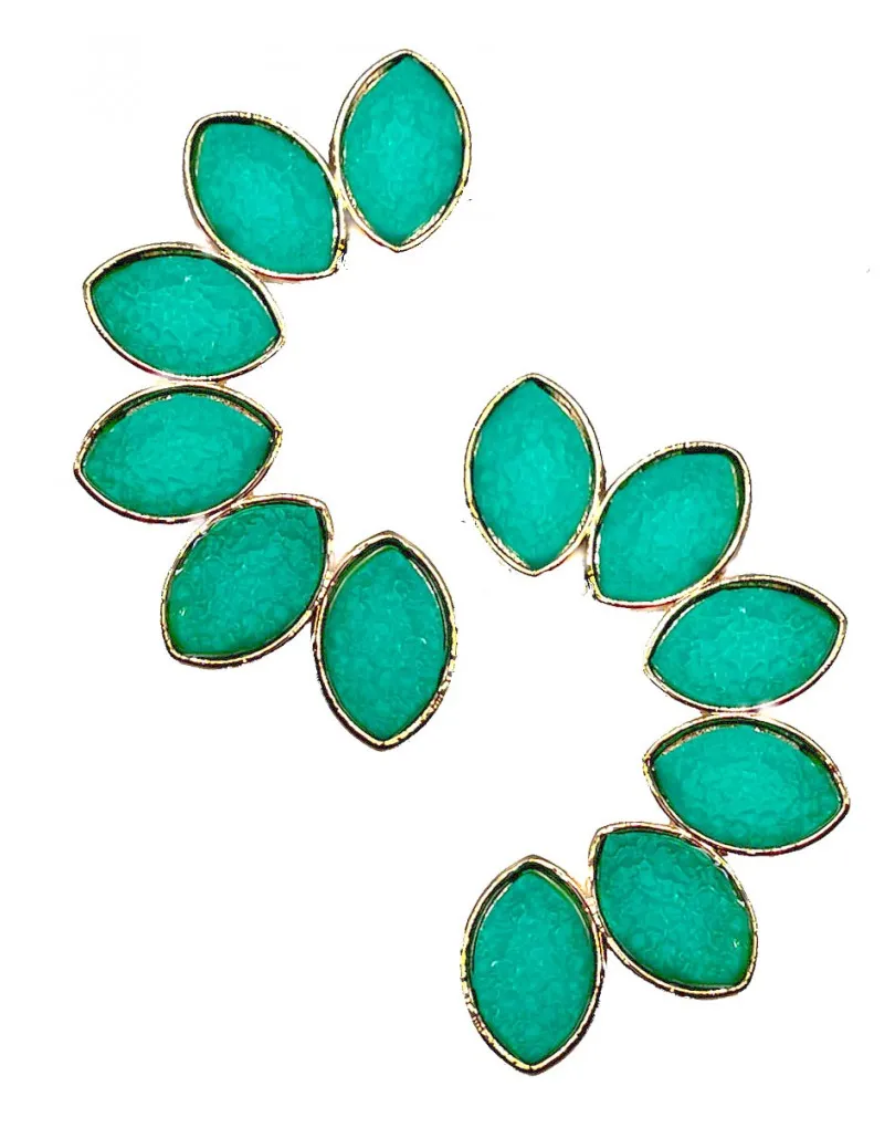 PENDIENTES VERDE MAR DE ABANICO DISEÑO ESPECIAL BODAS DE DIA