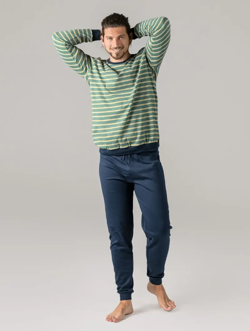Pijama a rayas de invierno ecológico para hombre