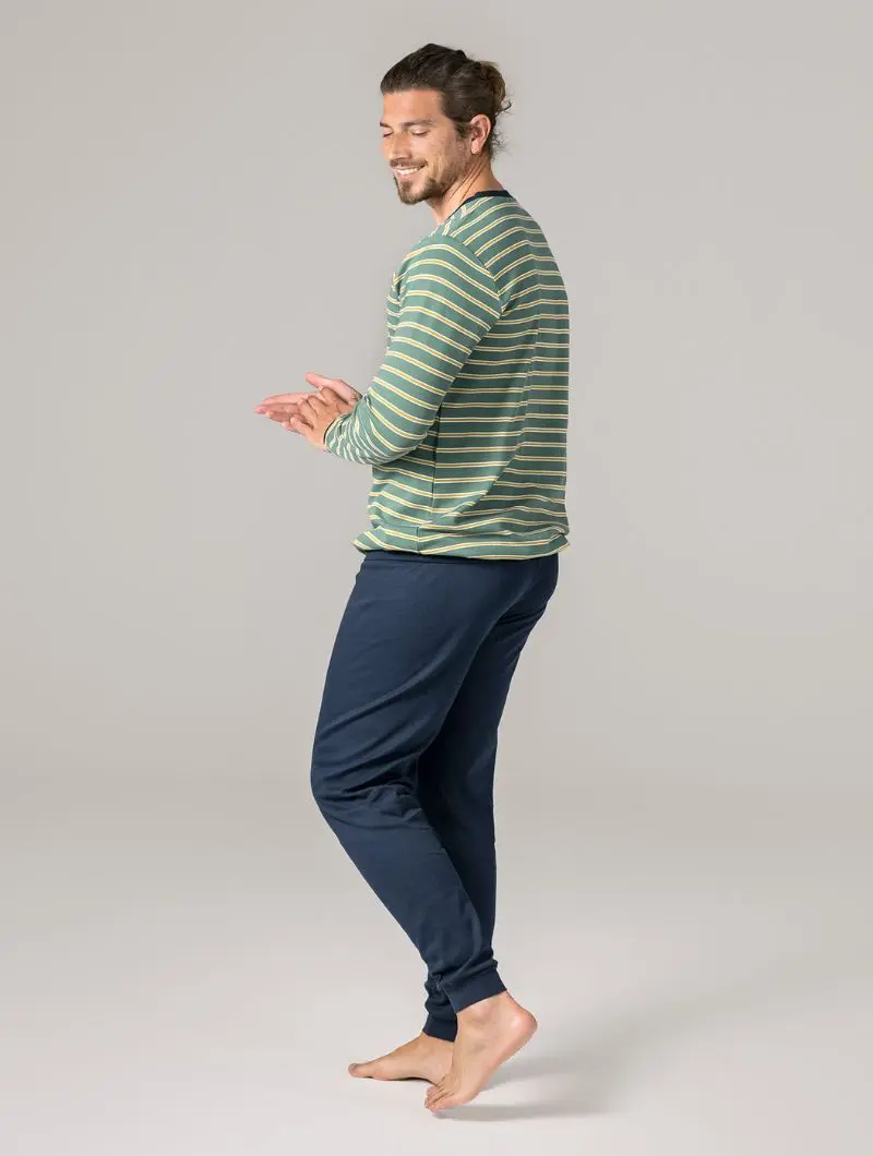 Pijama a rayas de invierno ecológico para hombre