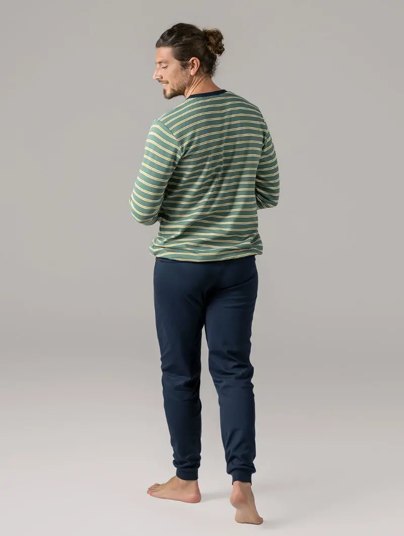 Pijama a rayas de invierno ecológico para hombre
