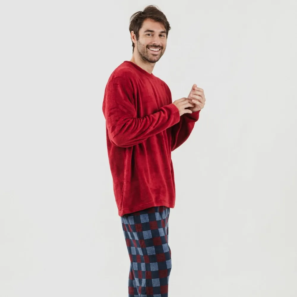 Pijama coral hombre Blas burdeos