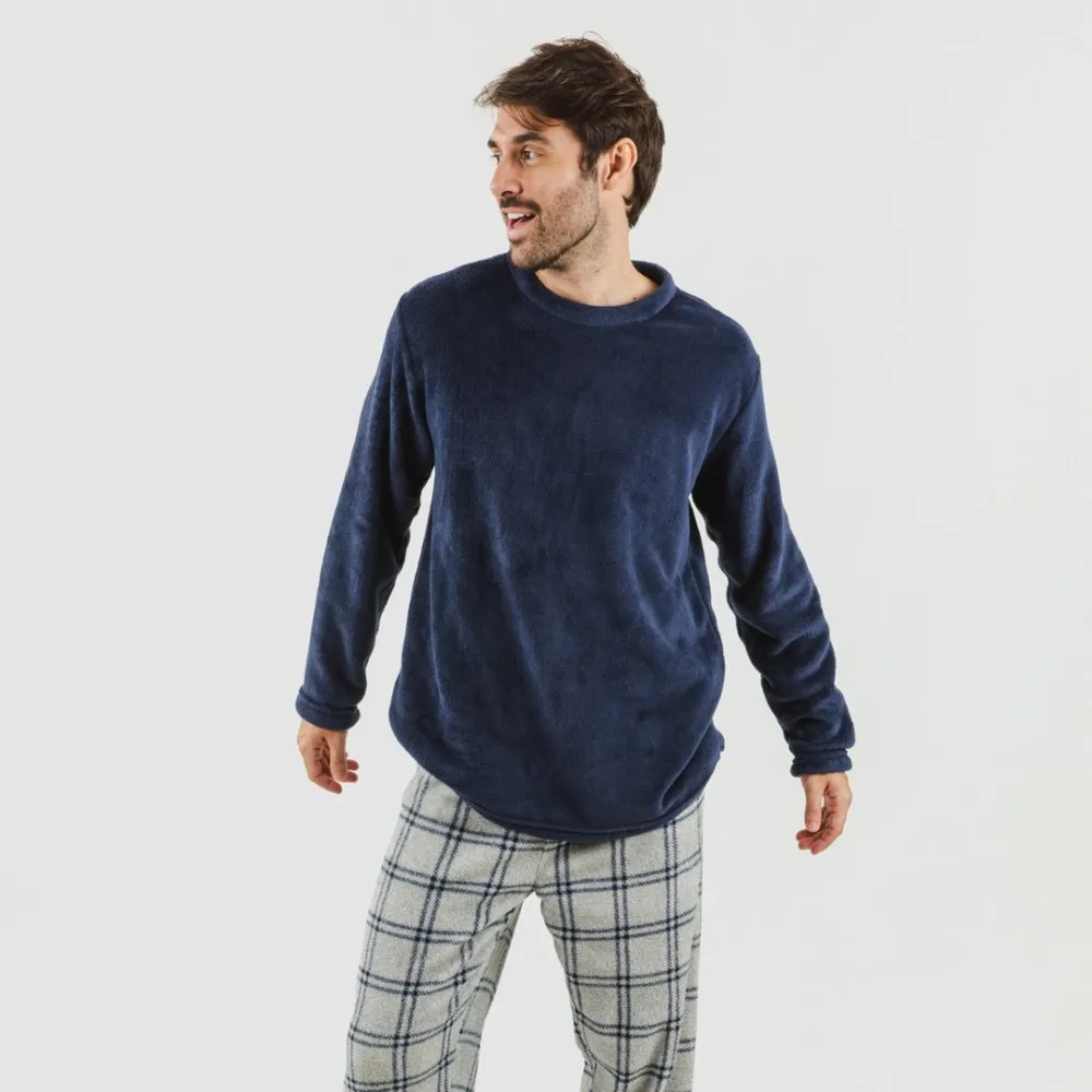Pijama coral hombre Cuadro Enrique azul marino