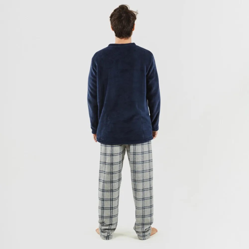 Pijama coral hombre Cuadro Enrique azul marino