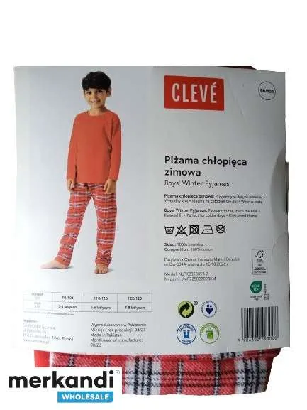 Pijama de invierno para niños Cleve 100% algodón
