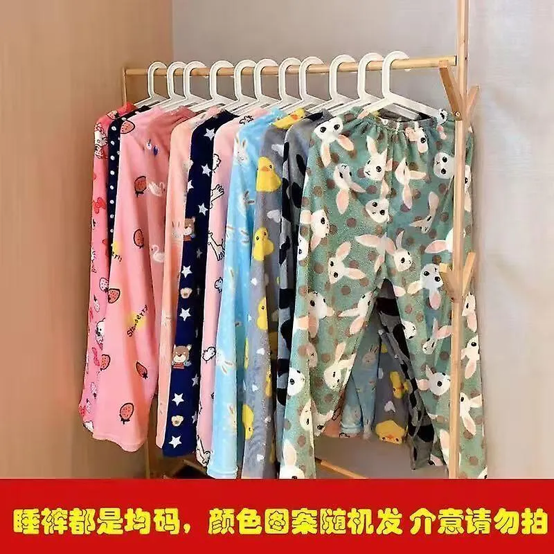 Pijama de lana de coral Mujeres Invierno Engrosamiento cálido Más terciopelo Linda franela Otoño Y