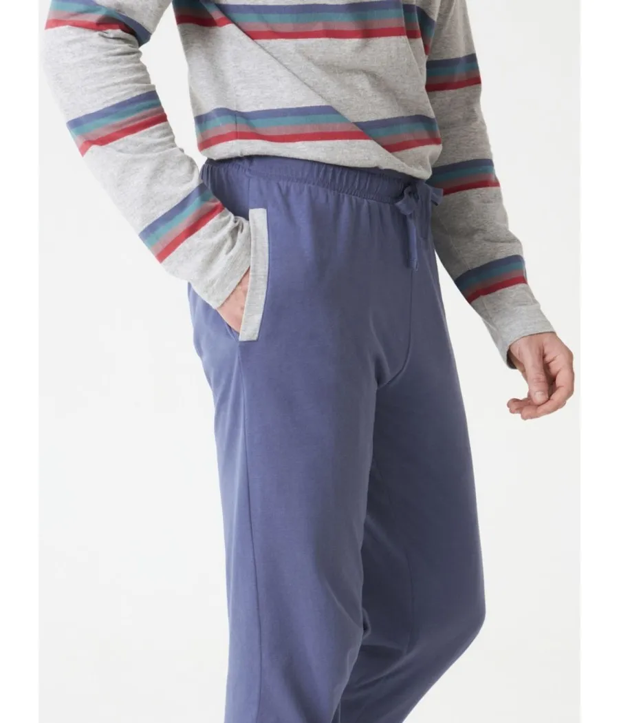 Pijama Homewear hombre invierno J&J Brothers rayas algodón viscosa bolsillos