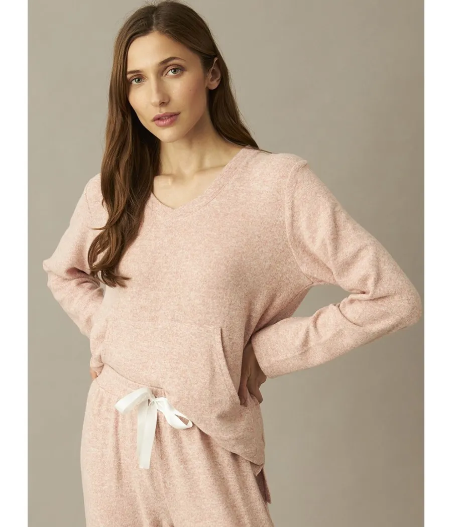 Pijama Homewear mujer invierno J&J Brothers rosa punto bolsillos
