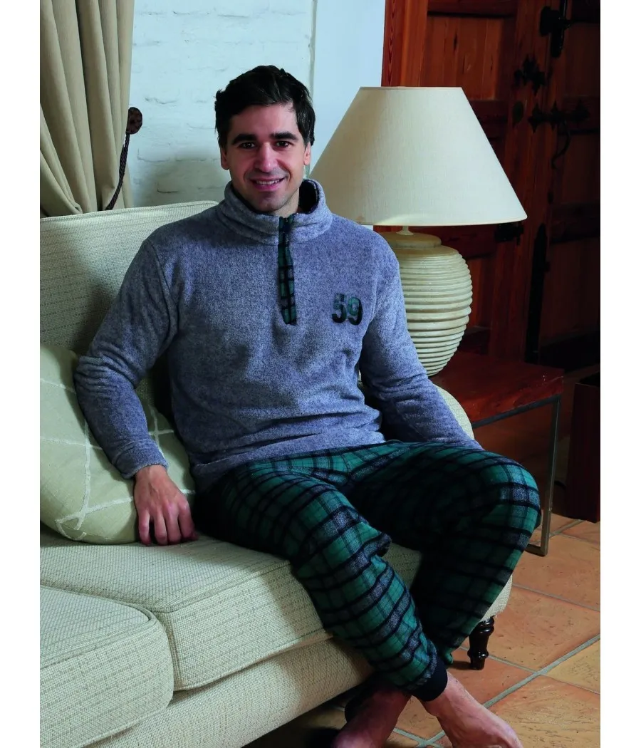 Pijama invierno hombre Blanca Hernández verde coralina