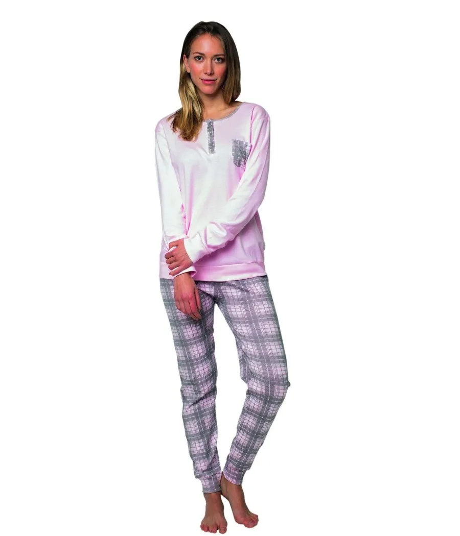 Pijama invierno mujer Blanca Hernández rosa cuadros algodón