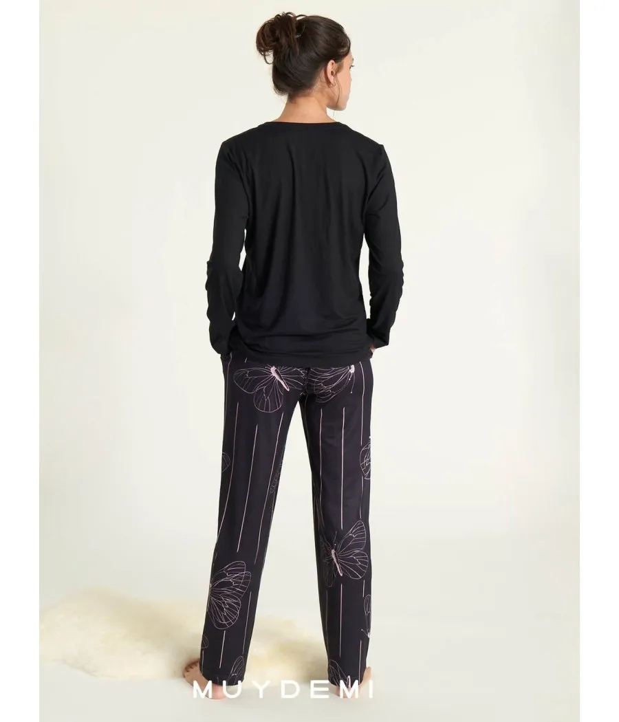 Pijama mujer otoño invierno Muidemi punto negro bolsillos