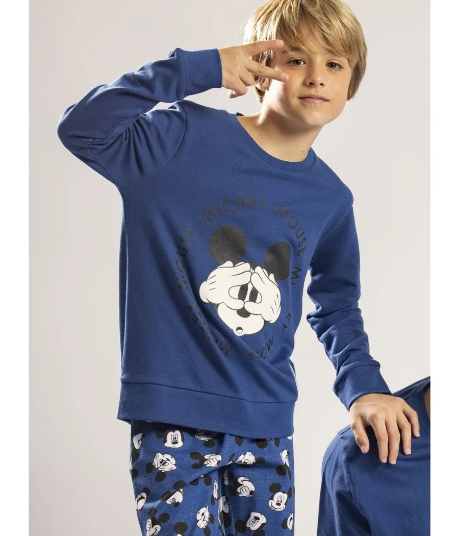 Pijama niño invierno Disney Tween Mickey Sport azul algodón