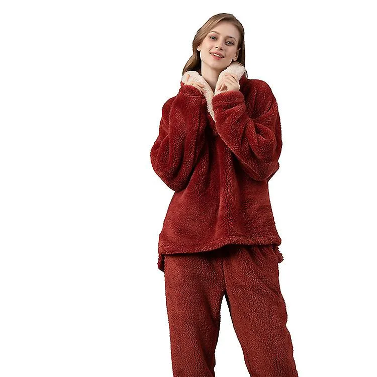 Pijama suave de terciopelo coral de invierno para mujer