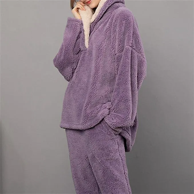 Pijama suave de terciopelo coral de invierno para mujer