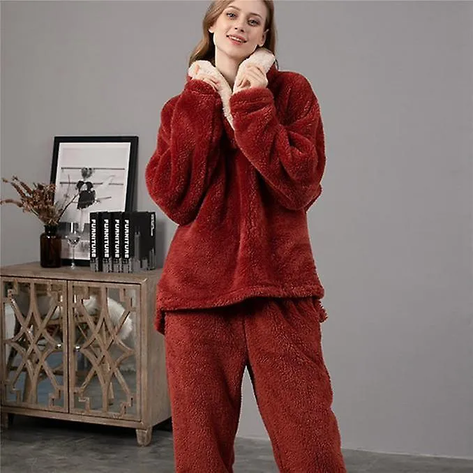 Pijama suave de terciopelo coral de invierno para mujer