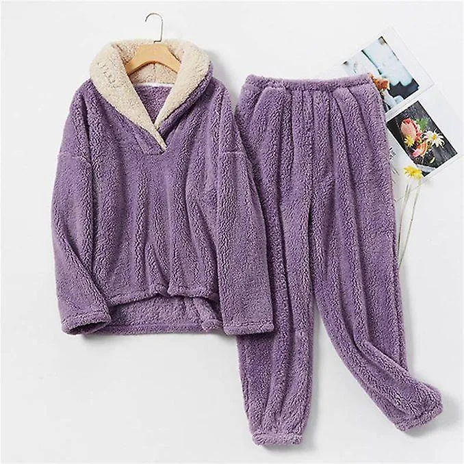 Pijama suave de terciopelo coral de invierno para mujer