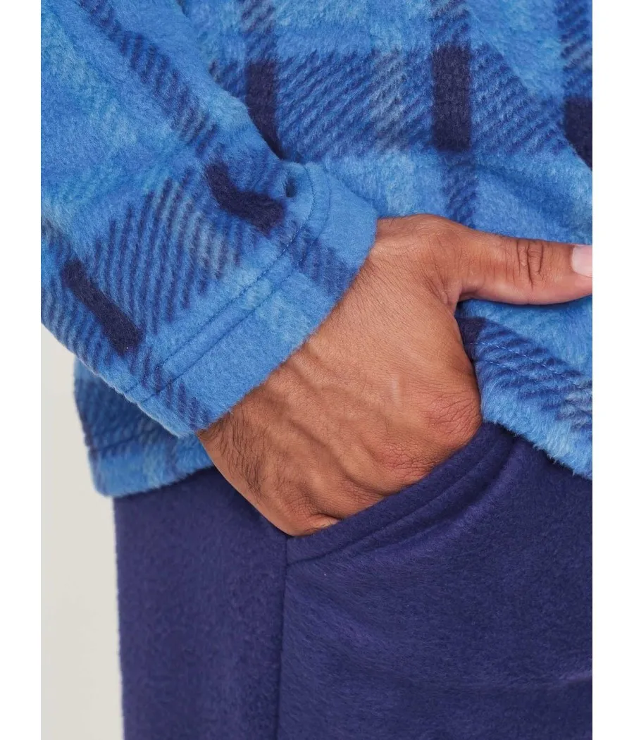 Pijama térmico hombre invierno Muidemi Micro Polar cuadros puños bolsillos