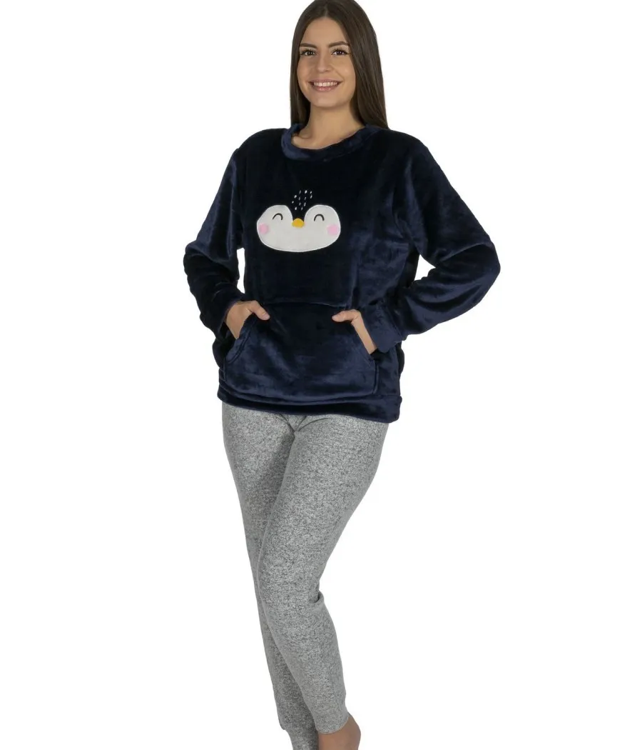 Pijama térmico mujer Javier Golmar bolsillos coralina bolsillos Canguro