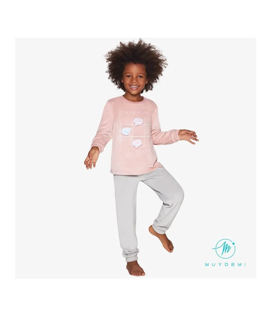 Pijama térmico niña invierno Muidemi rosa microcoralina