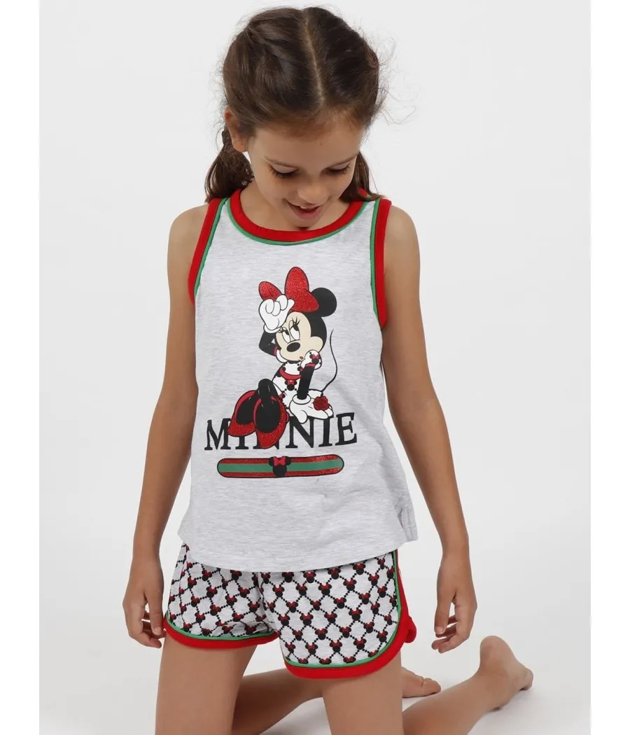 Pijama verano niña Disney Minnie Cool gris algodón
