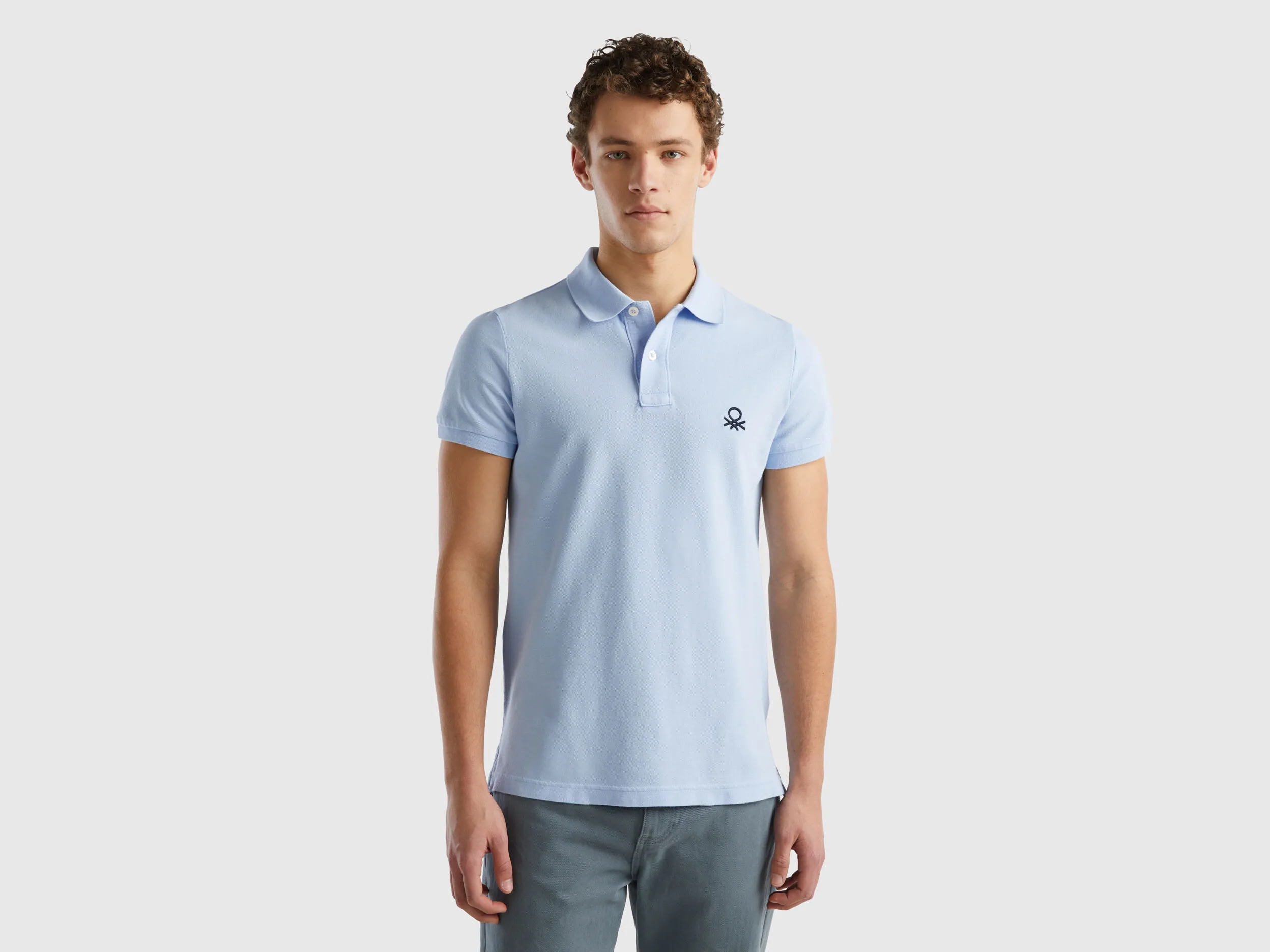 Polo celeste slim fit