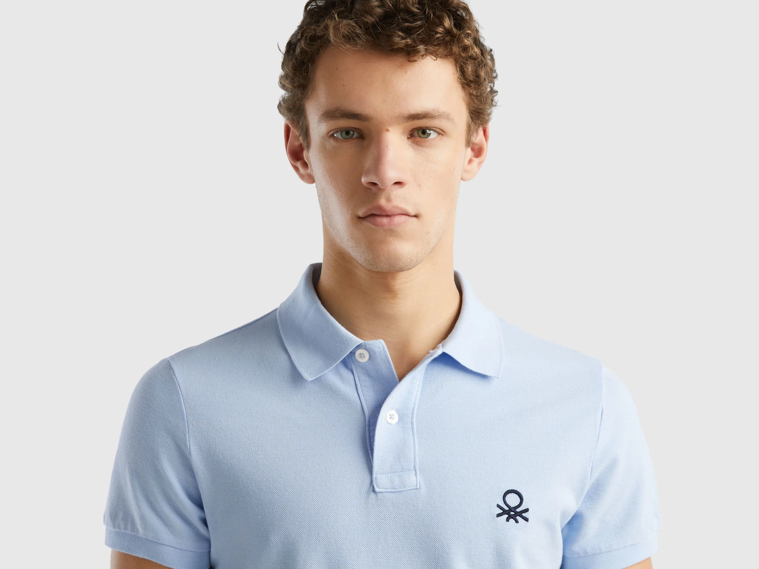 Polo celeste slim fit