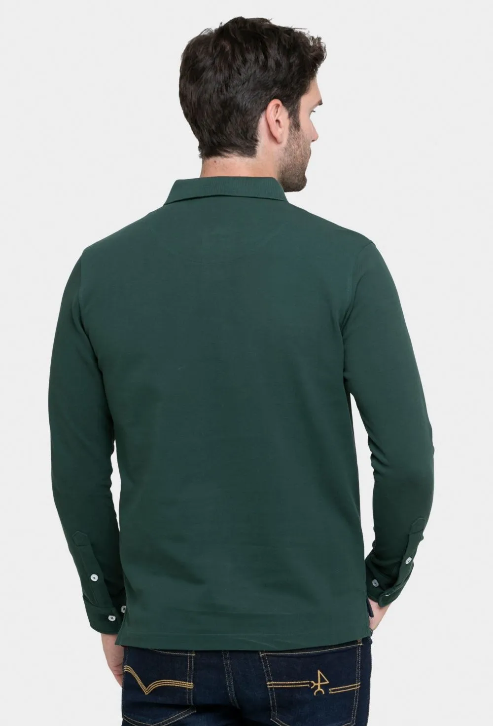 Polo clásico de manga larga color verde