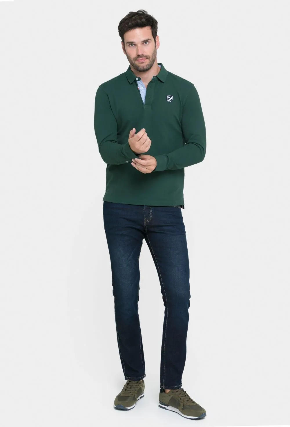 Polo clásico de manga larga color verde