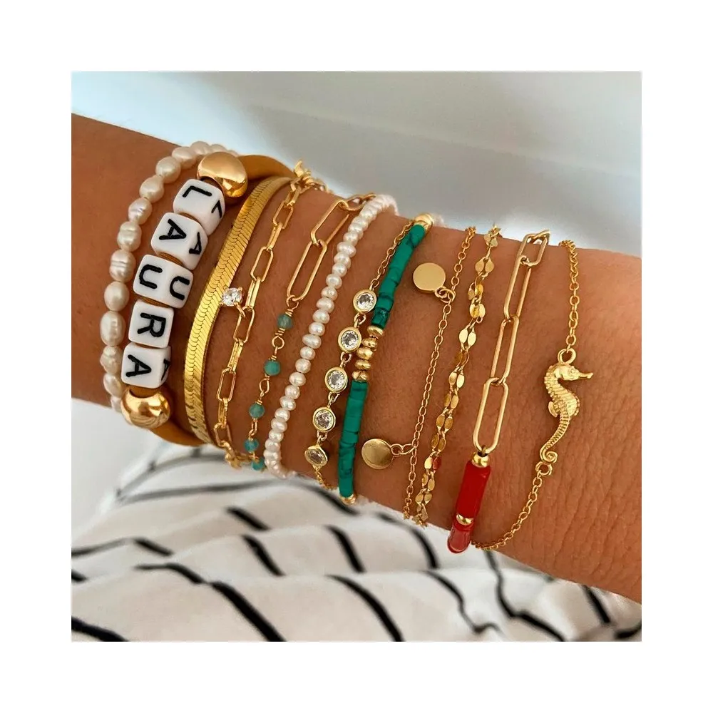 Pulsera Ibiza Amazonita Oro