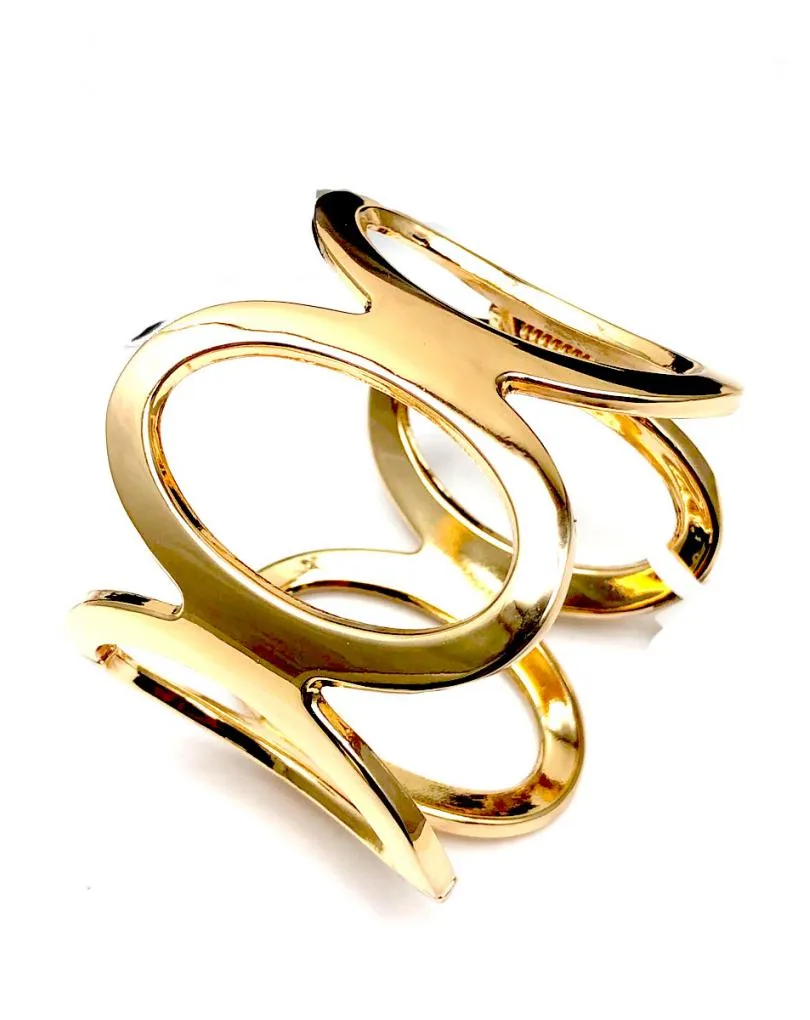 PULSERAS DE MUJER DORADAS PRECIOSO DISEÑO ANCHO DE AROS