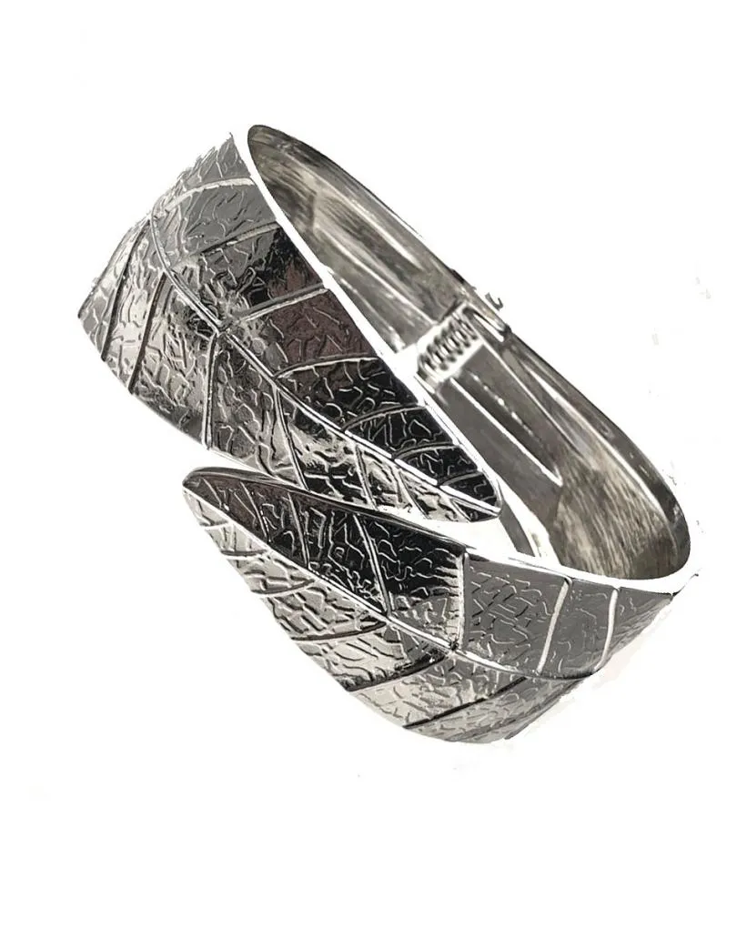 PULSERAS DE MUJER PLATEADAS CON ORIGINAL DISEÑO DE HOJAS