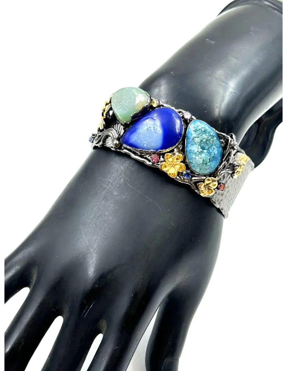 PULSERAS DE PIEDRAS AZULES DISEÑO ACTUAL PARA BODA Y EVENTOS