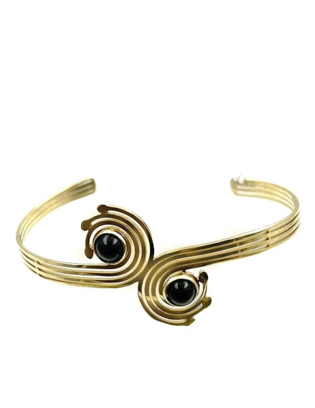 PULSERAS DORADAS Y NEGRAS PARA MUJER DISEÑO DE ESPIRALES