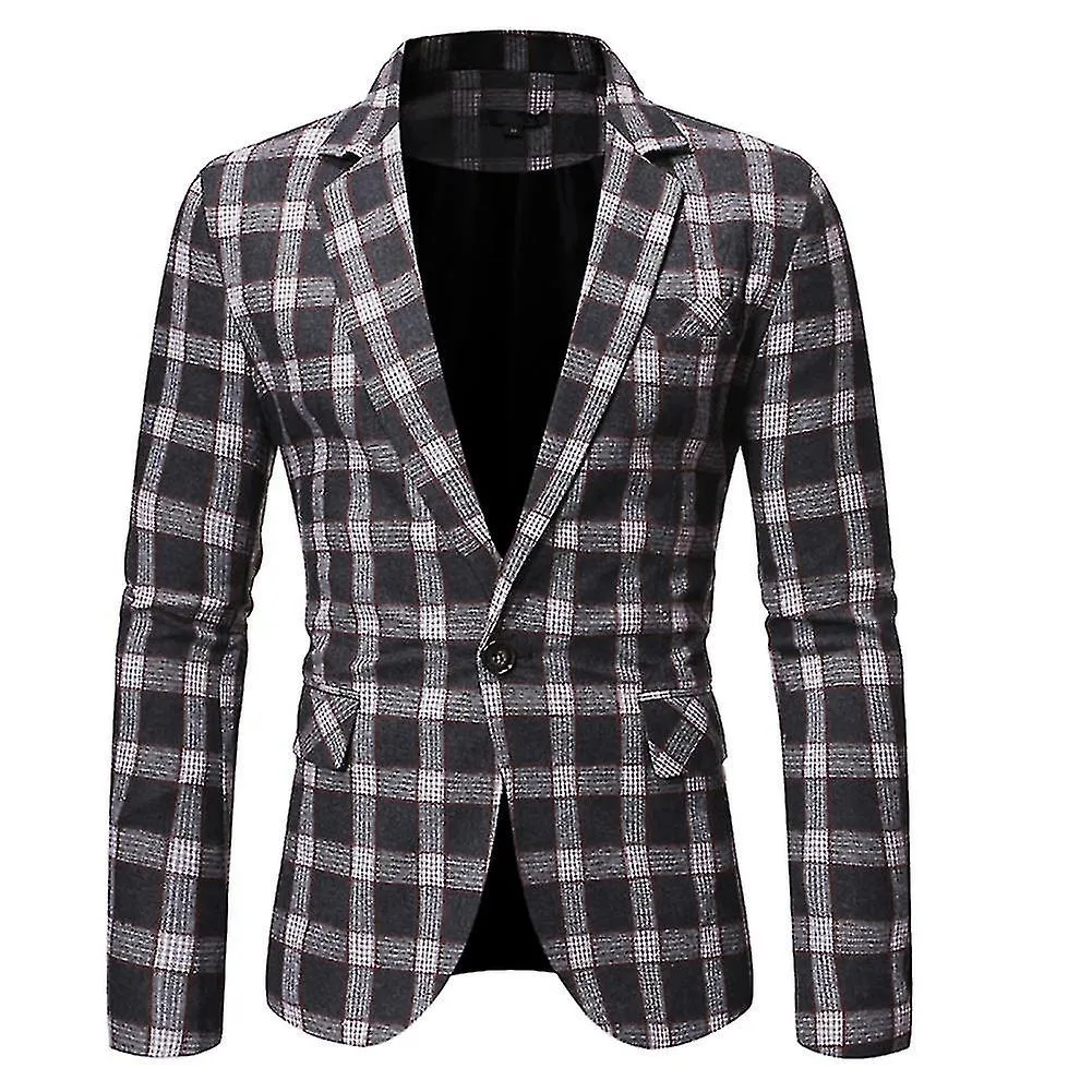 Ropa de solapa casual de ajuste regular para hombres Chaqueta de traje de solapa de un botón Chaqueta deportiva diaria