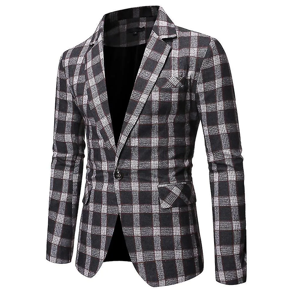 Ropa de solapa casual de ajuste regular para hombres Chaqueta de traje de solapa de un botón Chaqueta deportiva diaria