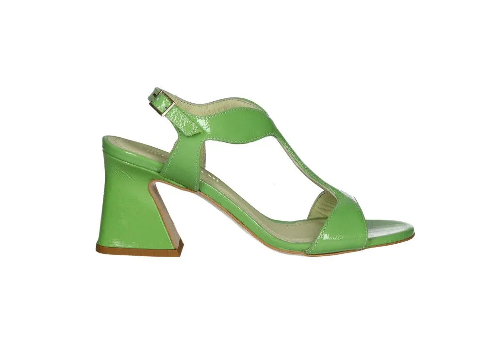Sandalia t Charol Verde Tacón Alto