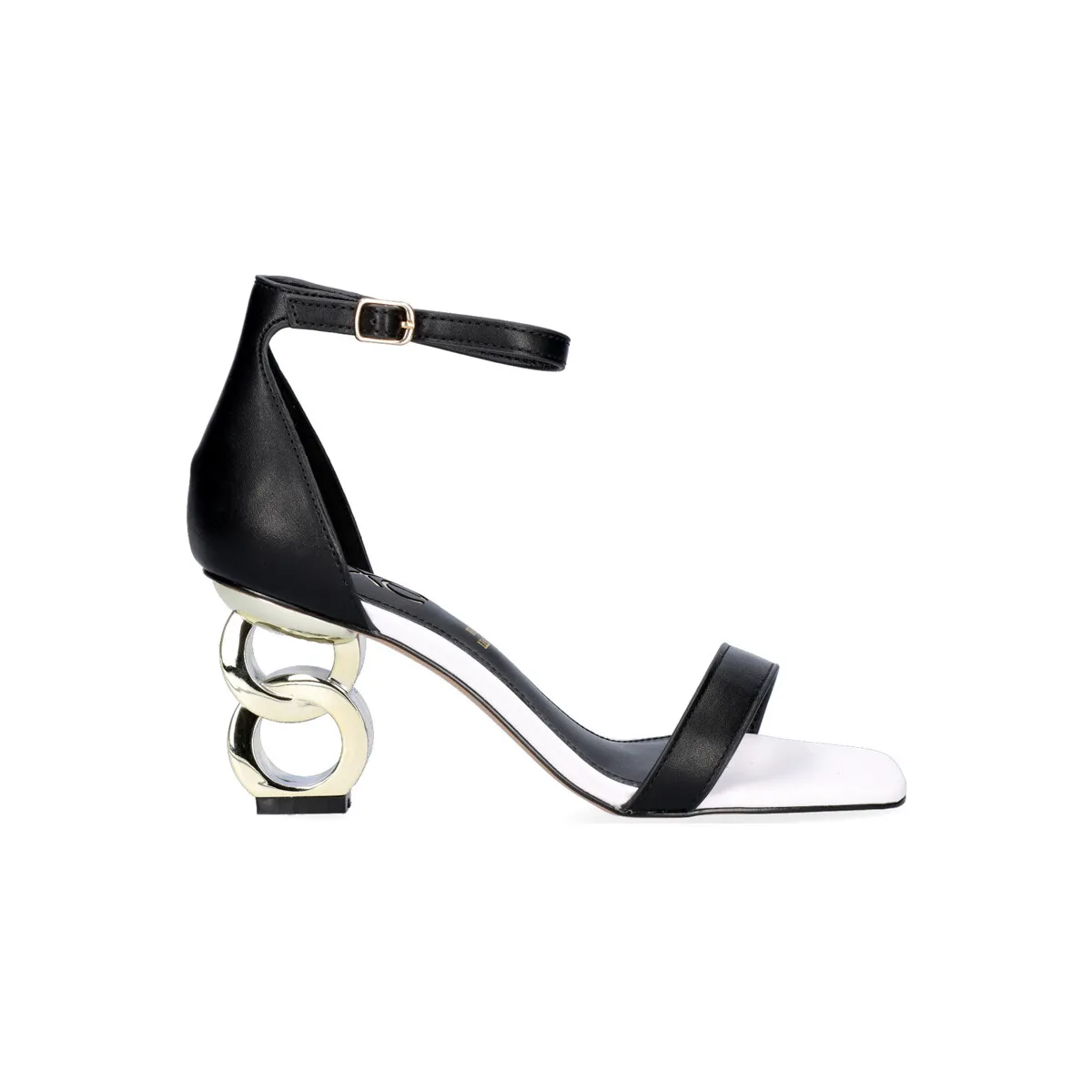 SANDALIA TACÓN BAJO  LILIAN055 BLANCONEGRO
