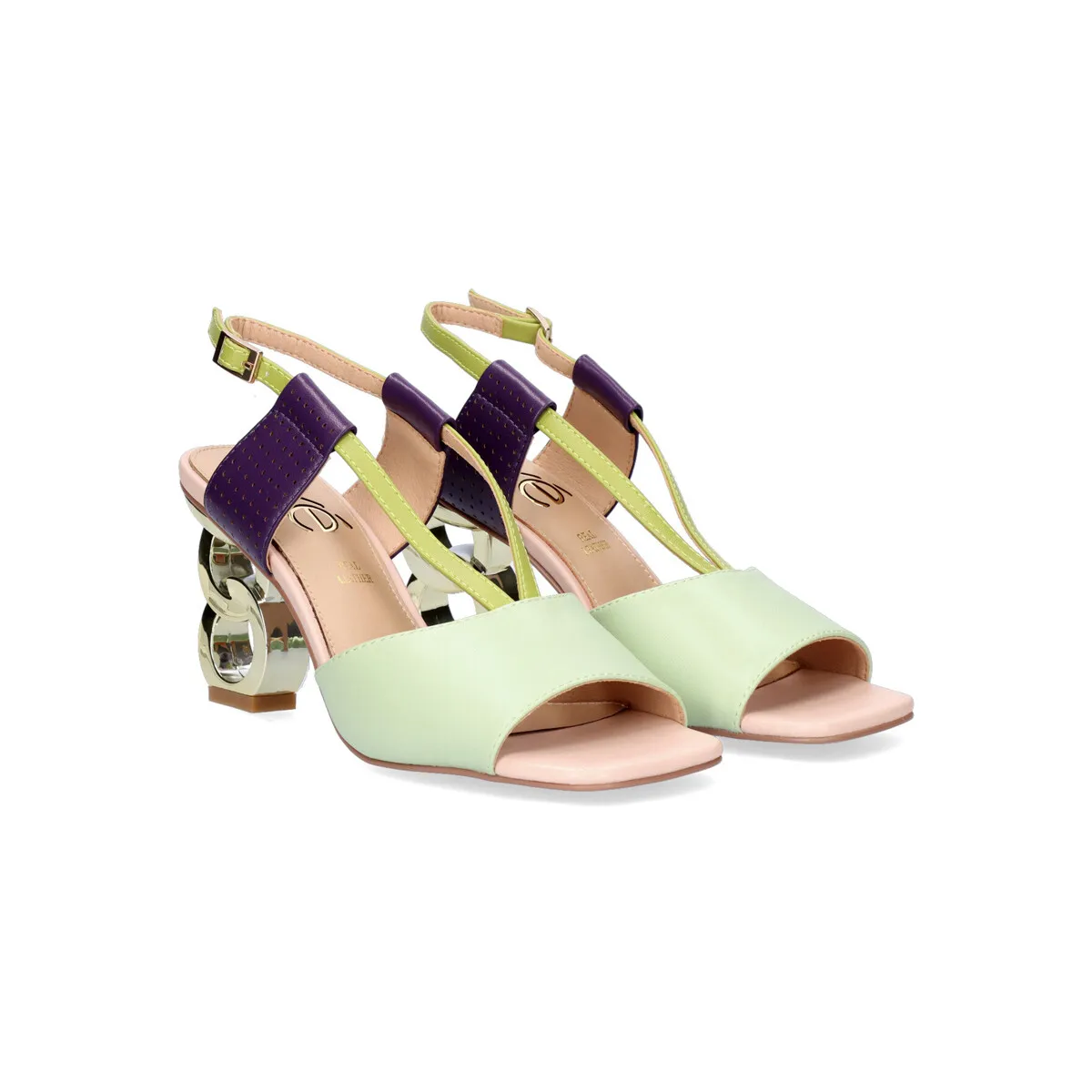 SANDALIA TACÓN BAJO  LILIAN164 GREEN