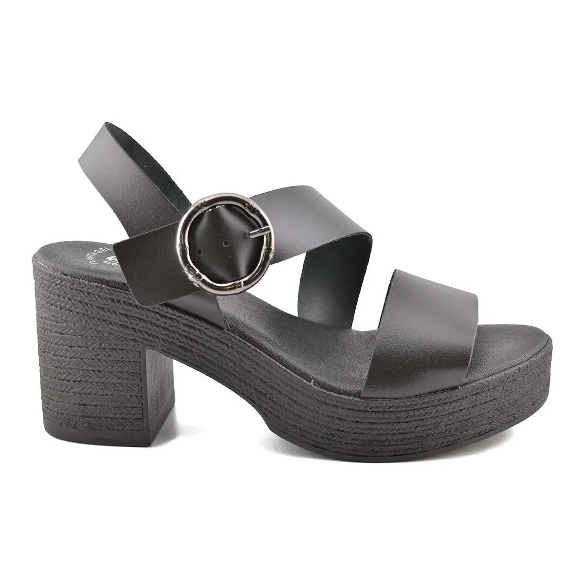 Sandalias de piel negras con tacón alto by