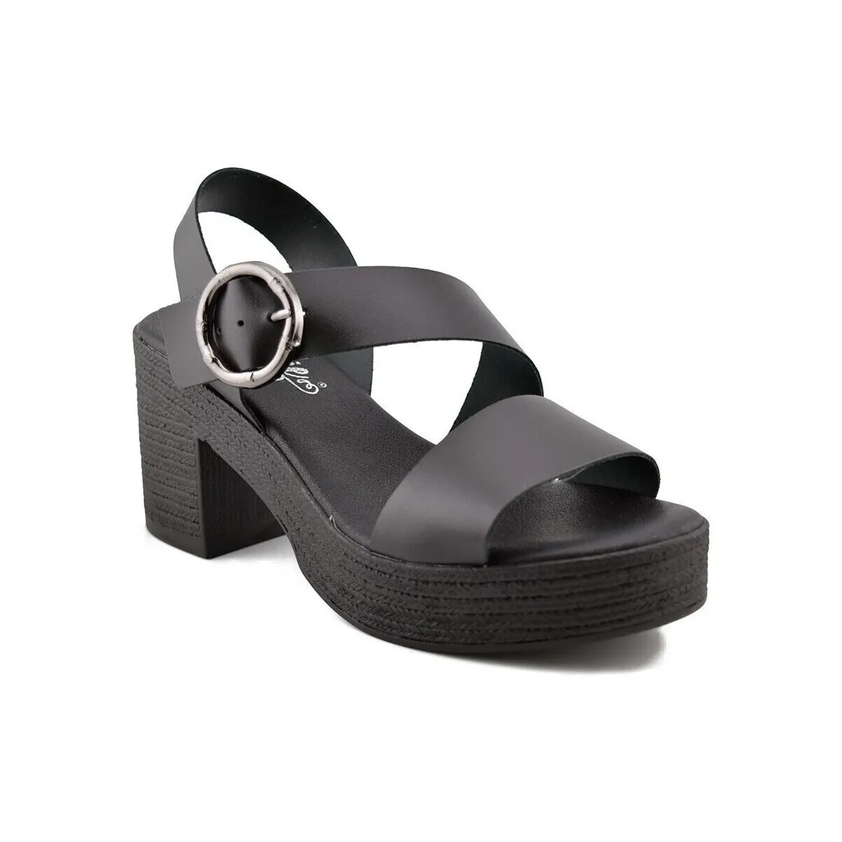 Sandalias de piel negras con tacón alto by