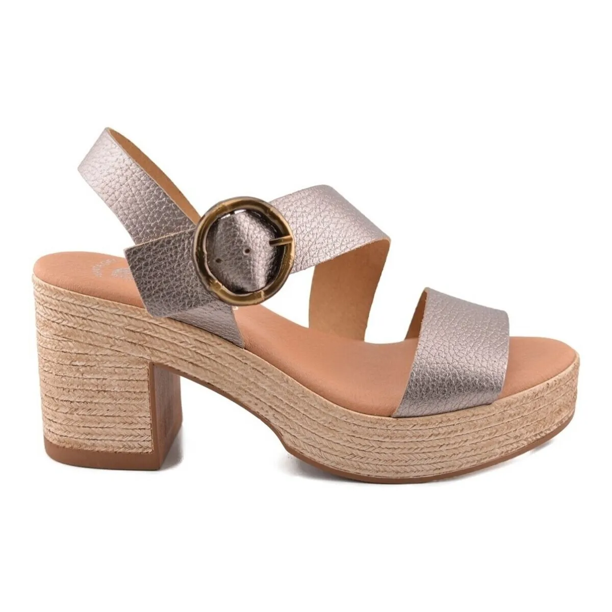Sandalias de piel taupé con tacón alto by