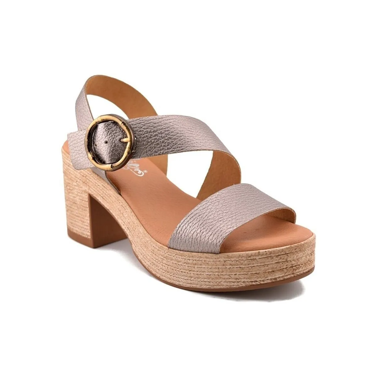 Sandalias de piel taupé con tacón alto by