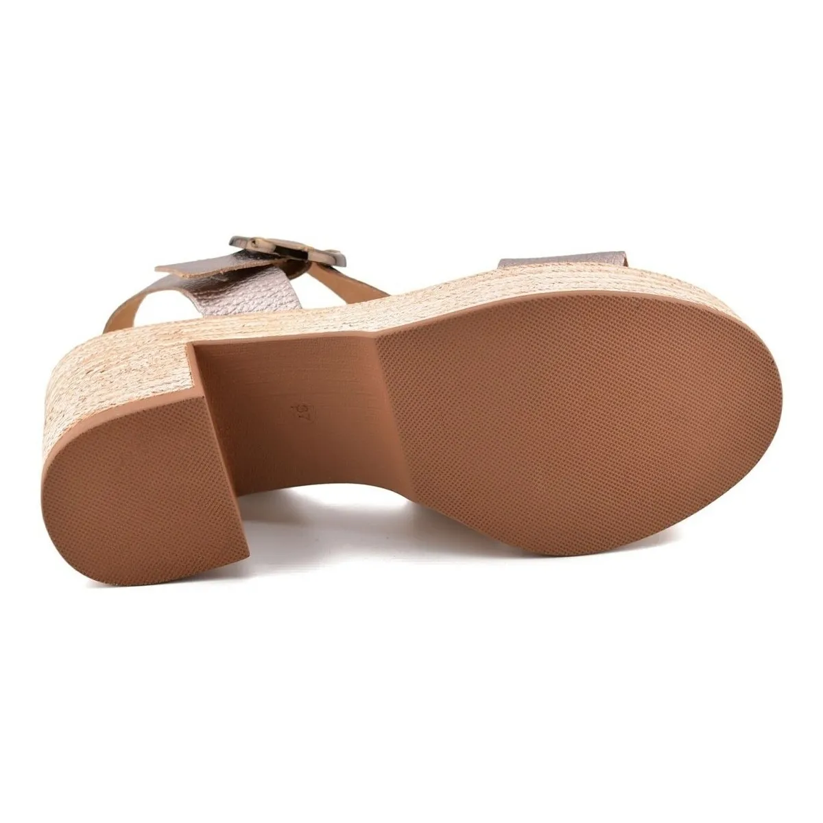Sandalias de piel taupé con tacón alto by