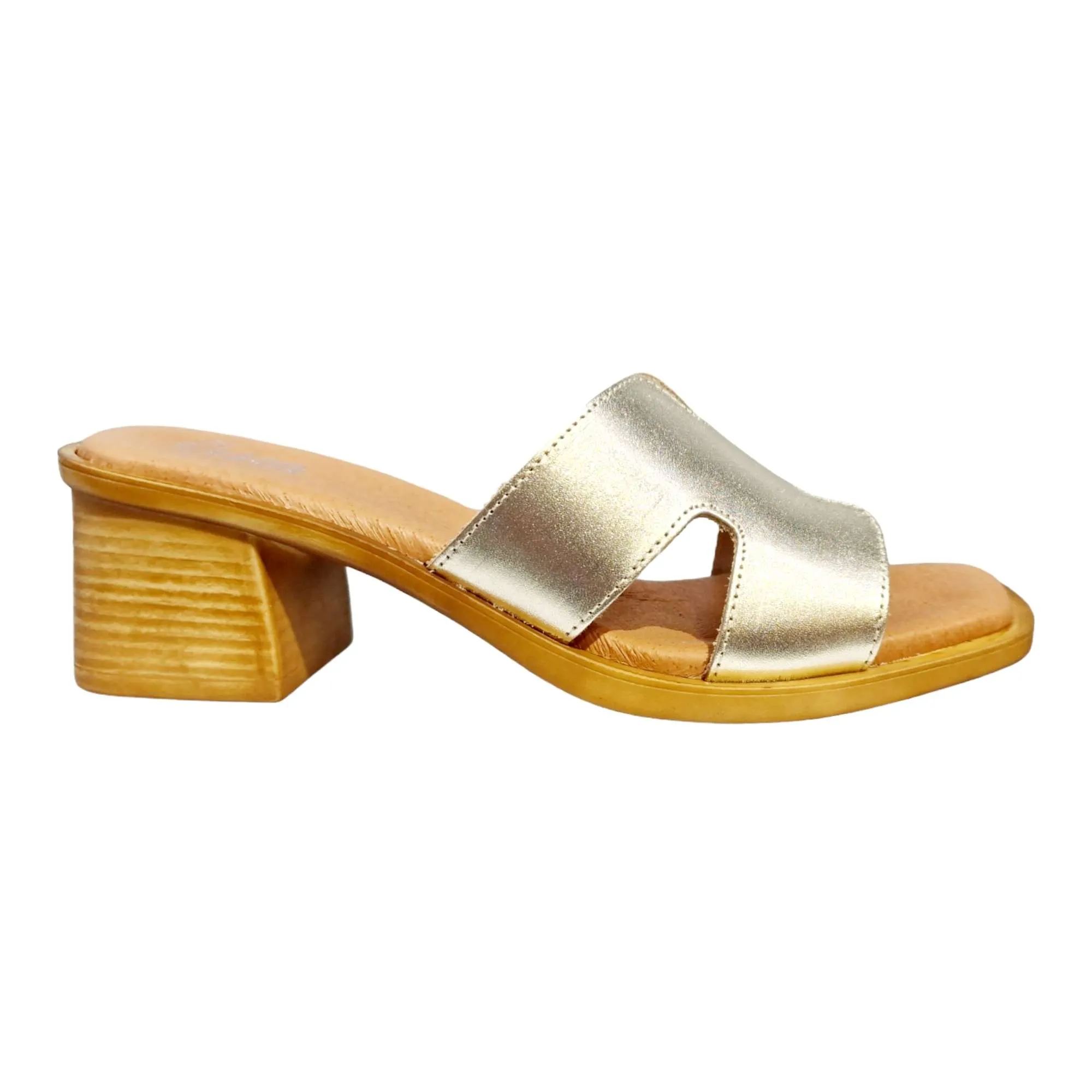 SANDALIAS MUJER TACÓN BAJO PALA H PLATINO PLATINO