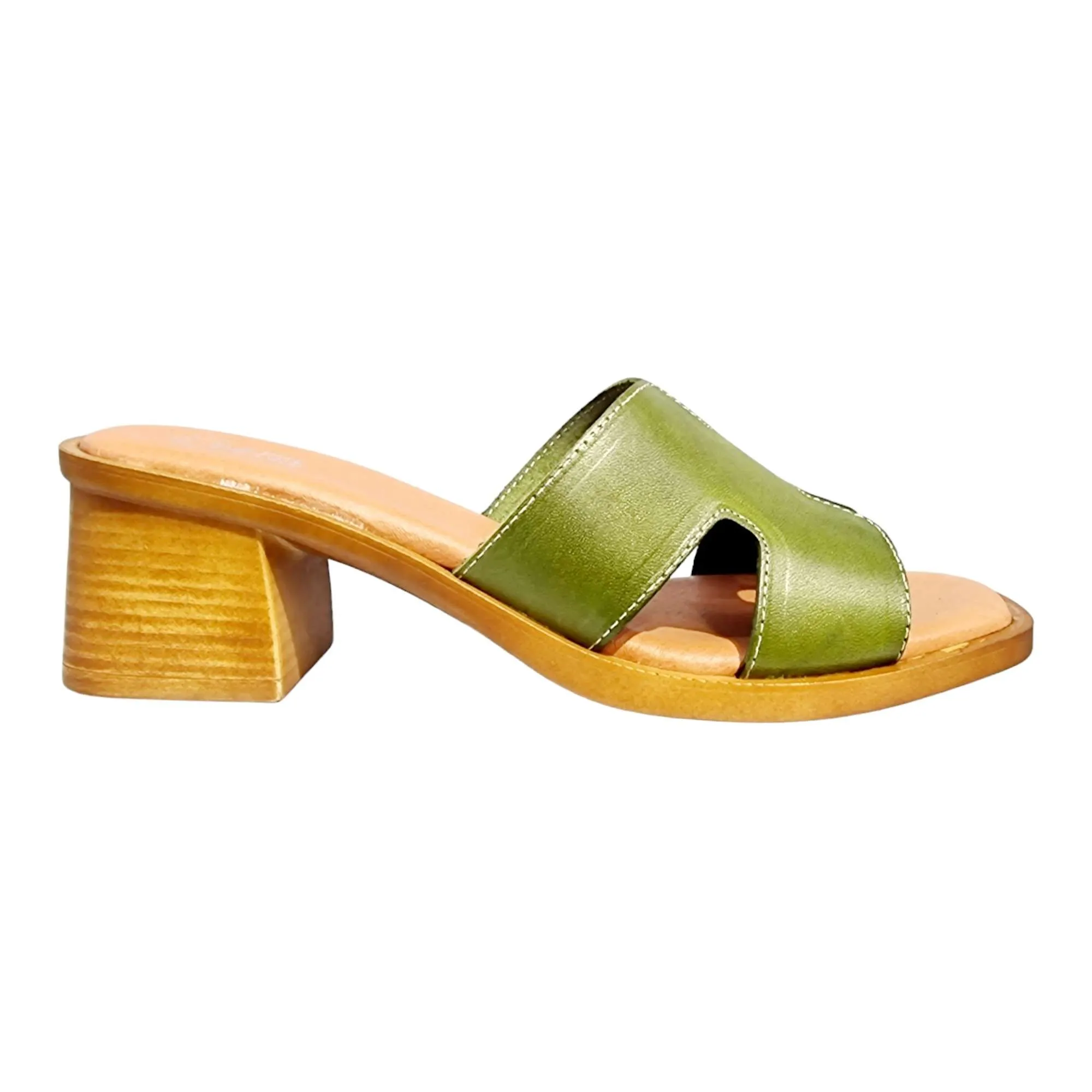SANDALIAS MUJER TACÓN BAJO PALA H VERDE VERDE