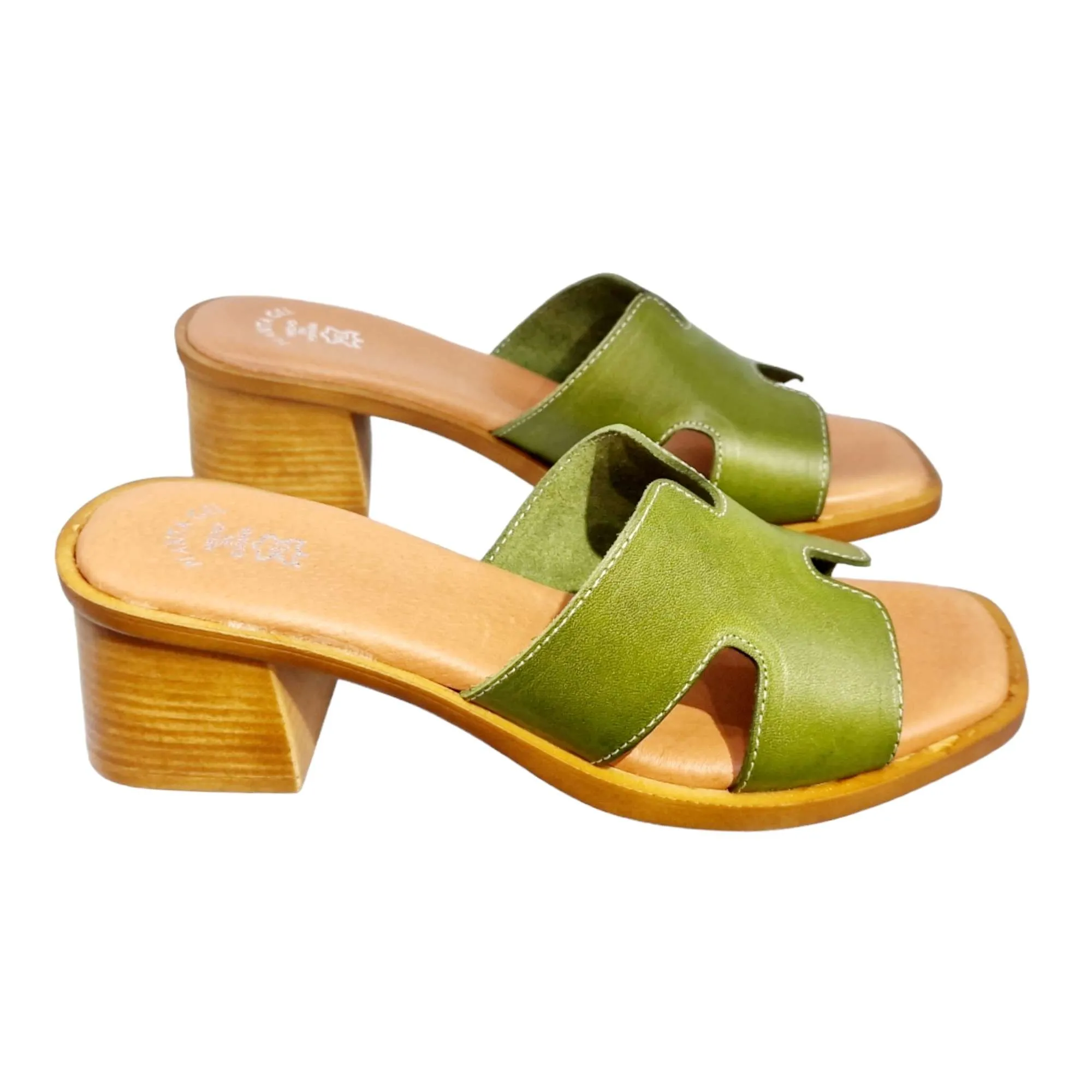 SANDALIAS MUJER TACÓN BAJO PALA H VERDE VERDE
