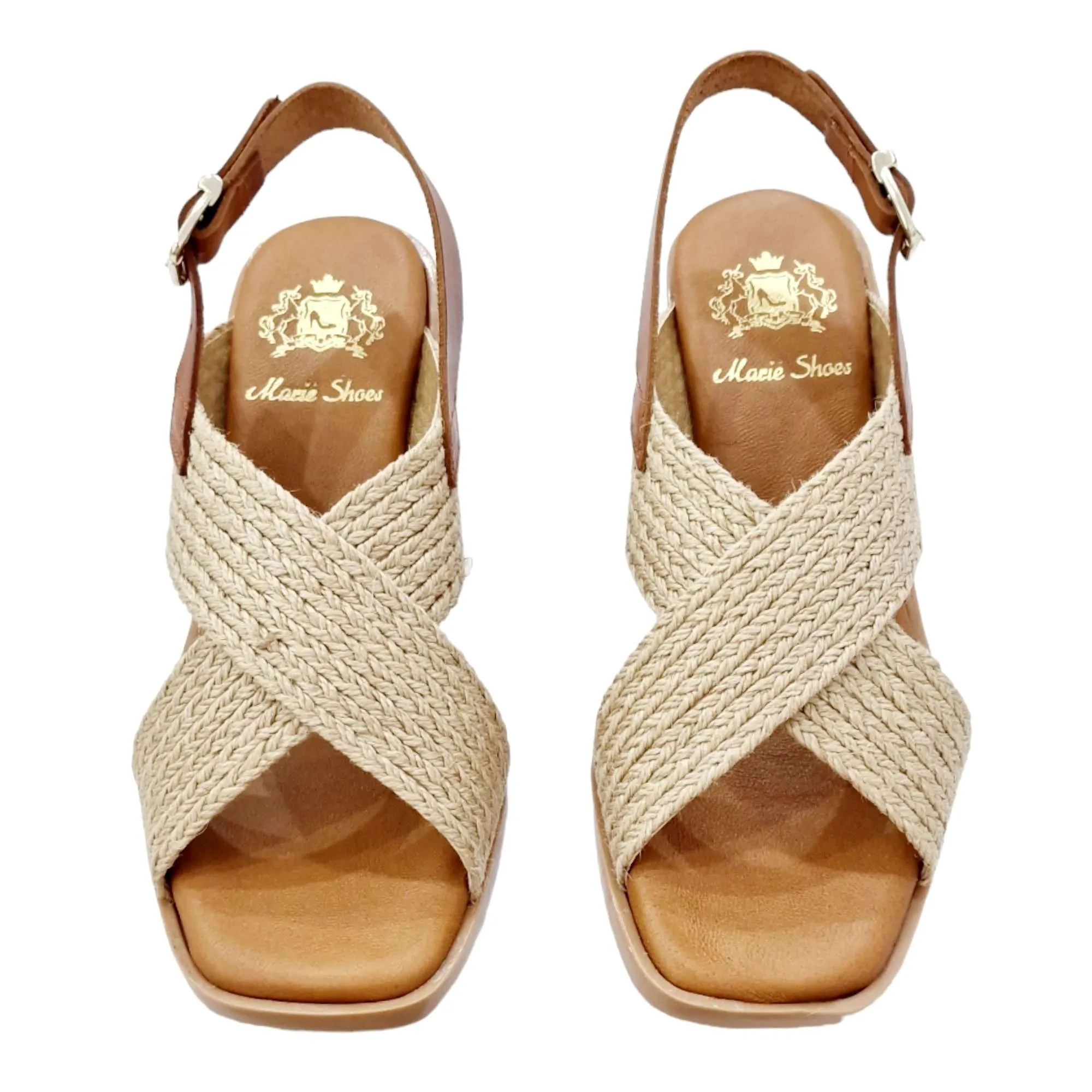 SANDALIAS TACÓN BAJO CRUZADAS YUTE CON TALÓN NATURAL