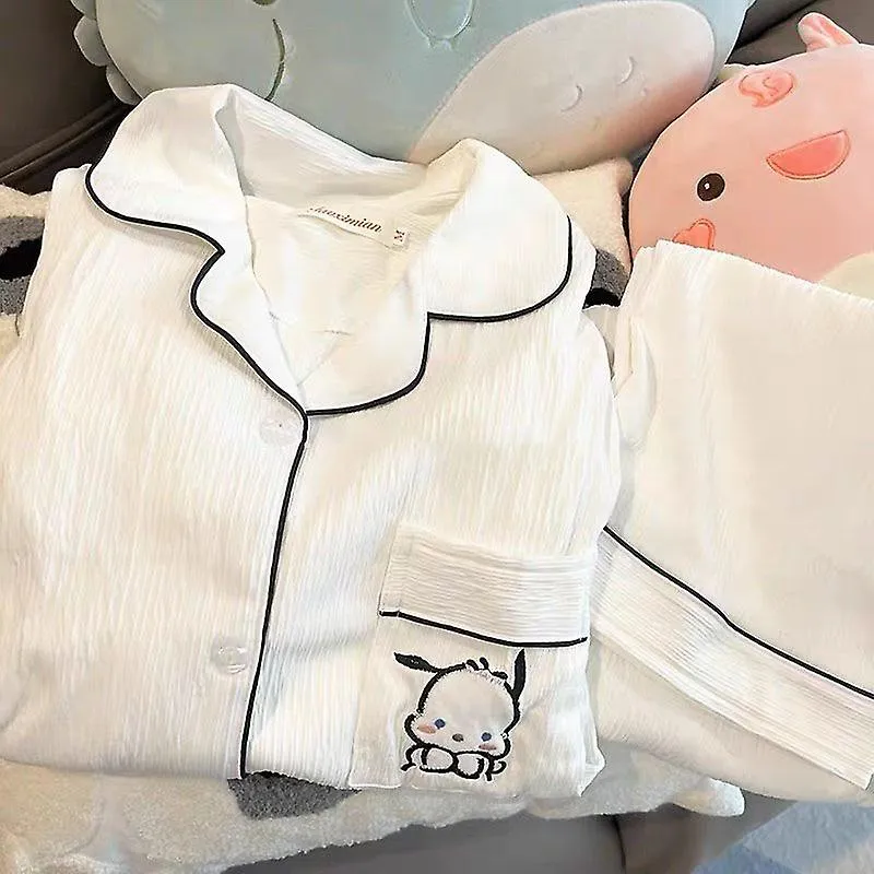 Sanrios Hello Kitty Pochacco Dibujos Animados Kawaii Mujer Pijama De Primavera Y Verano Pantalones De Manga Larga Traje De Estud