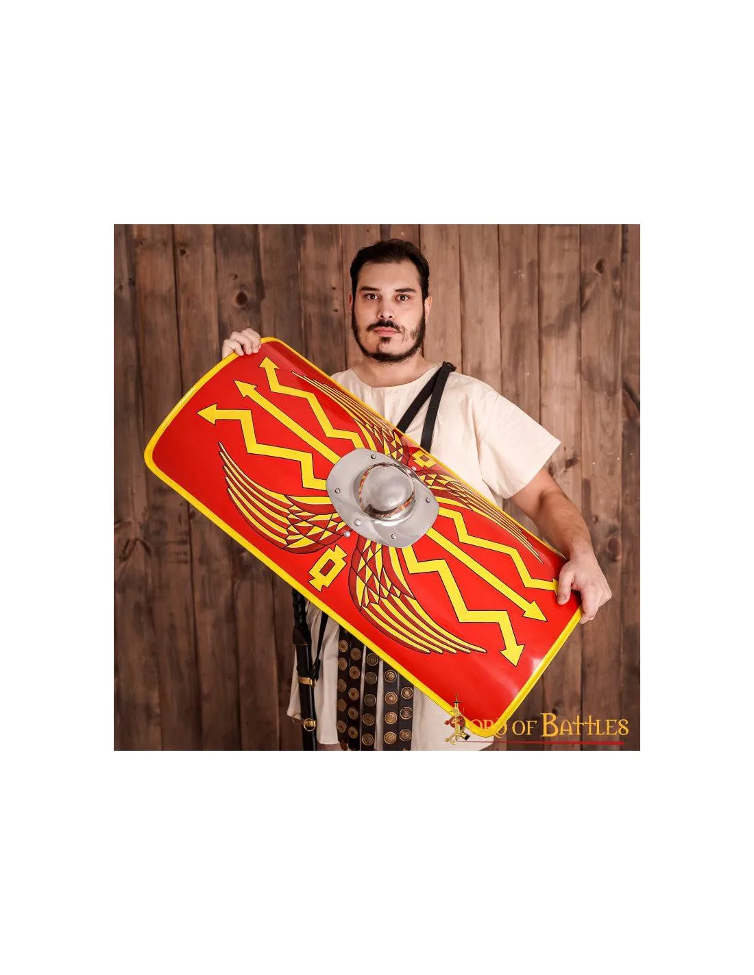 Scutum Romano decorativo con Umbo de acero (54,5 cm.)