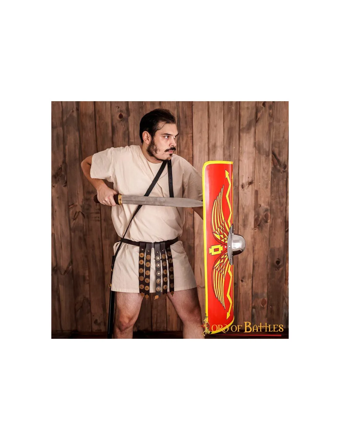 Scutum Romano decorativo con Umbo de acero (54,5 cm.)