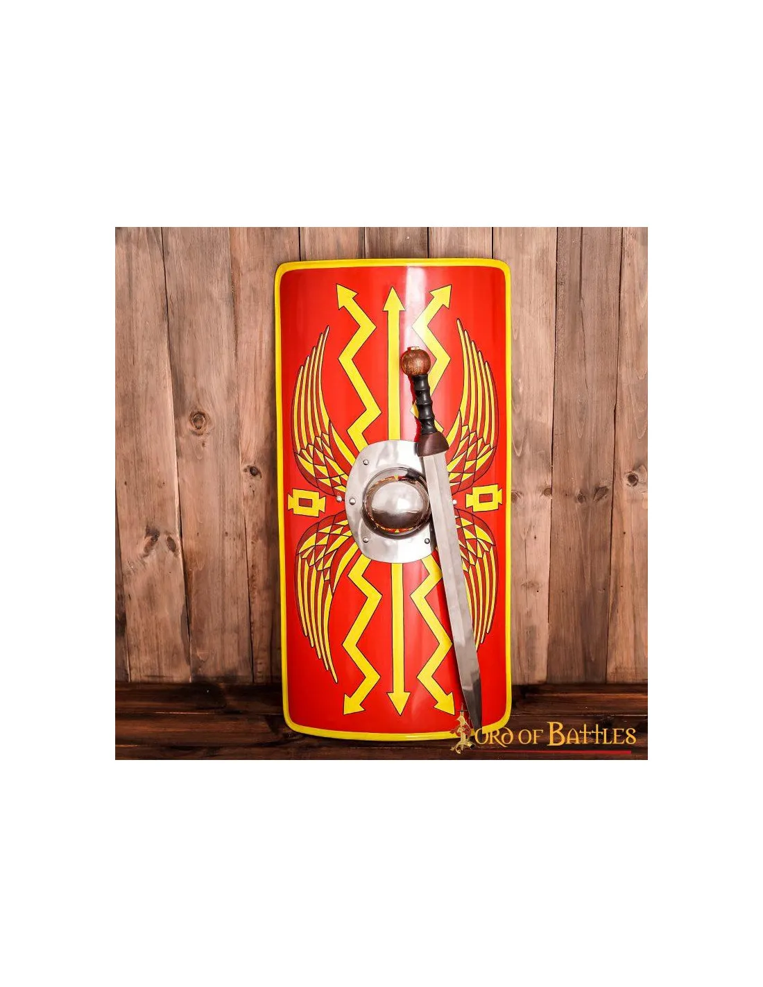 Scutum Romano decorativo con Umbo de acero (54,5 cm.)